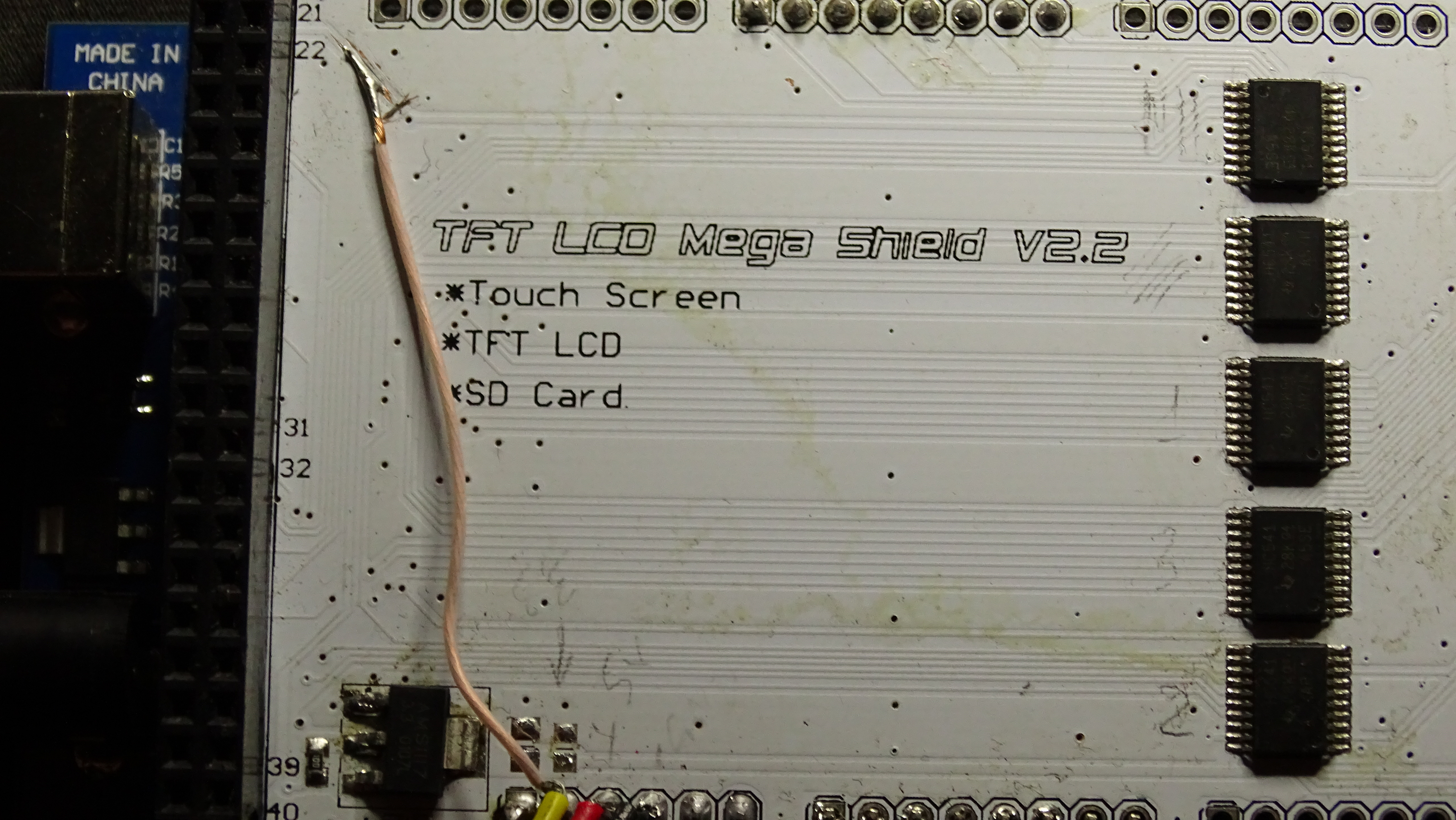 Sheld TFT LCD Mega Shield V2.2  перемычка для включения 3.3В